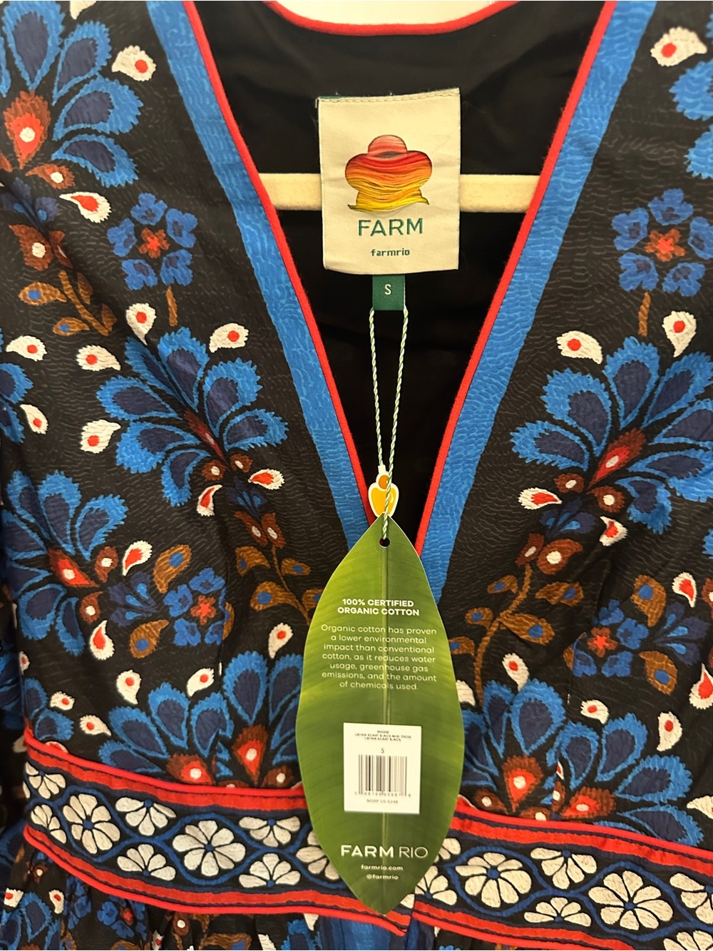 FARM Rio Blue Black Floral Mini Dress - Picture 3 of 6